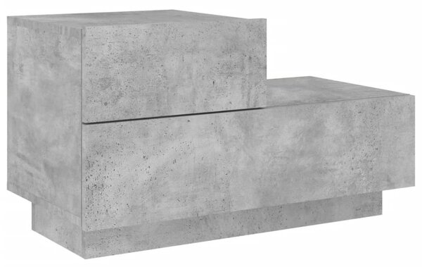 Betonszürke éjjeliszekrény LED-fényekkel 70x36x40,5 cm