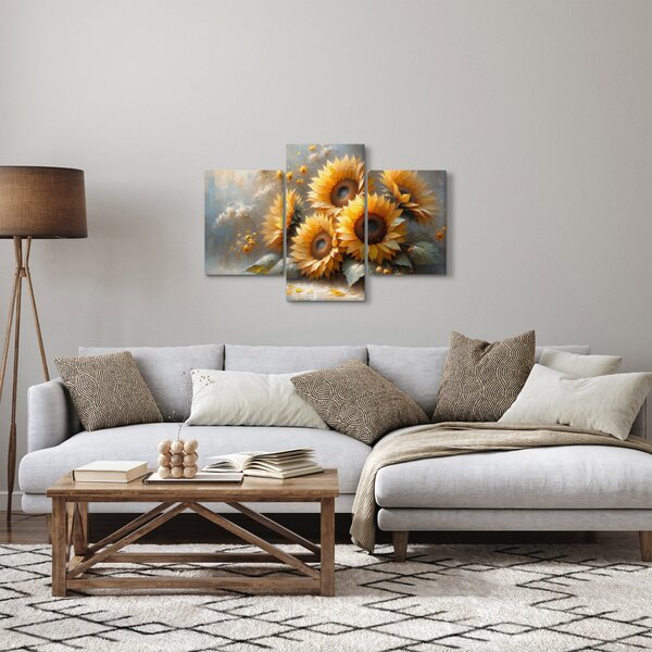 Kép - Napraforgók festménye (90x60 cm)
