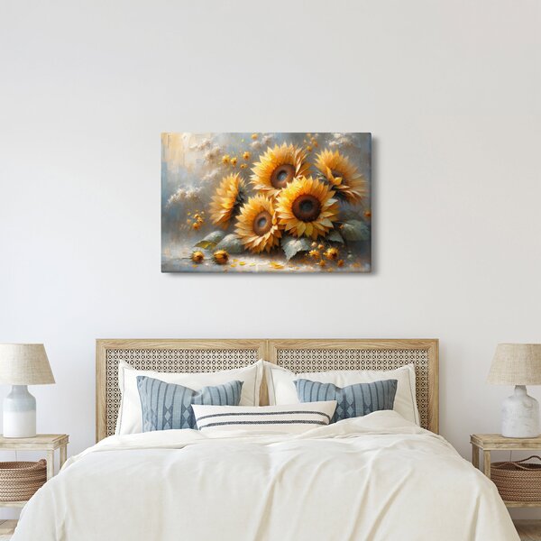 Kép - Napraforgók festménye (90x60 cm)