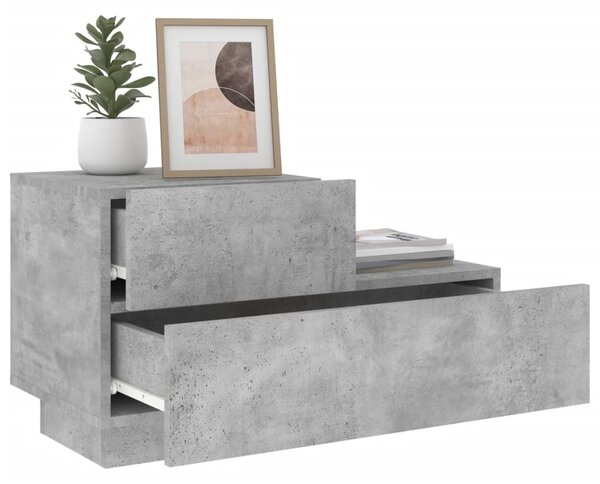 Betonszürke éjjeliszekrény LED-fényekkel 70x36x40,5 cm