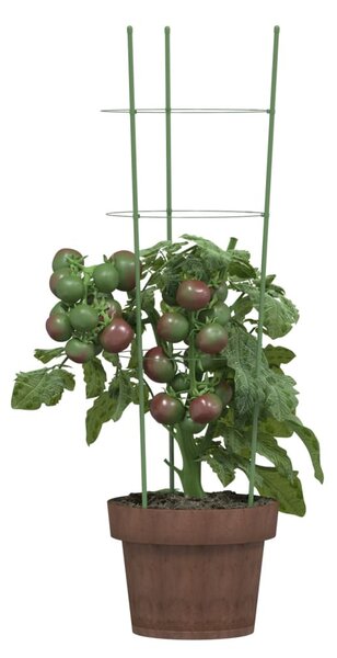 5 db zöld acél kerti növénytámasz 3 gyűrűvel 60 cm