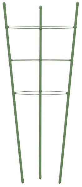 5 db zöld acél kerti növénytámasz 3 gyűrűvel 60 cm