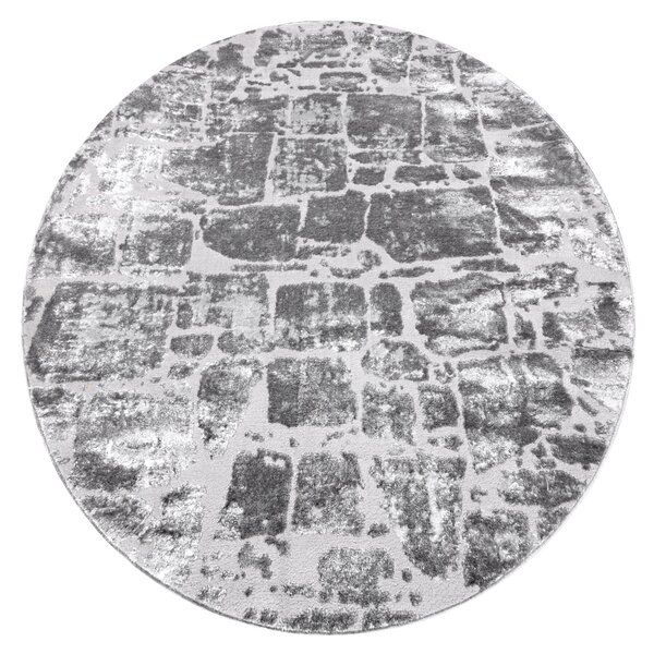 Modern MEFE szőnyeg Kör 6184 útburkoló tégla - Structural két szintű gyapjú sötétszürke