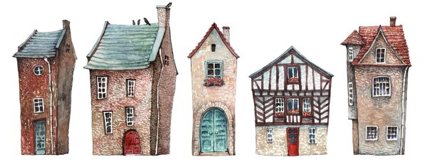 Kép - Akvarell házak (120x50 cm)