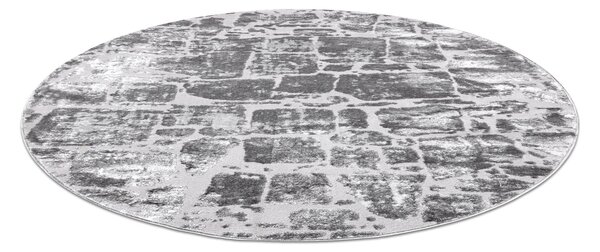 Modern MEFE szőnyeg Kör 6184 útburkoló tégla - Structural két szintű gyapjú sötétszürke