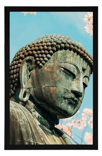 Poszter Buddha szobor cseresznye fa közelében