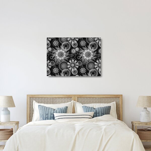Üveg kép - Fekete és fehér gyűszűvirág (70x50 cm)