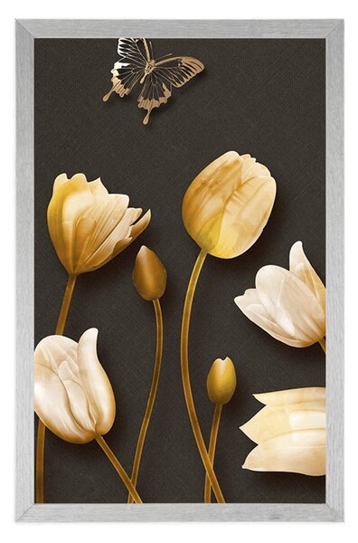 Poszter tulipánok arany motívummal