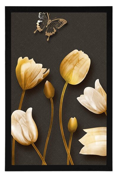 Poszter tulipánok arany motívummal