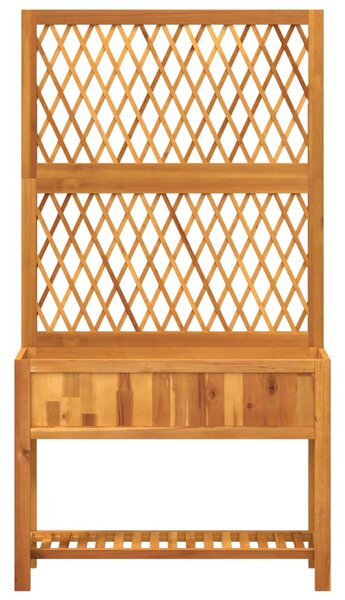Tömör akácfa rácsos ültetőláda polccal 100 x 32 x 185 cm
