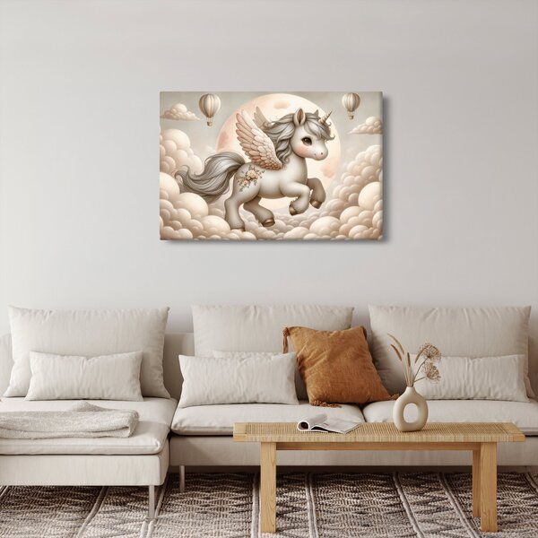 Kép - Egyszarvú a felhőkben (90x60 cm)