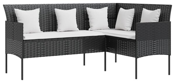 VidaXL fekete polyrattan L-alakú kanapé párnákkal