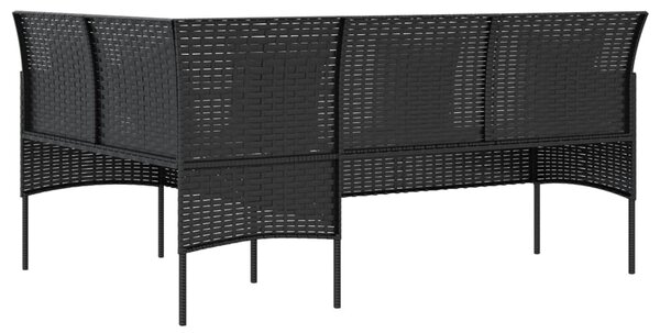 VidaXL fekete polyrattan L-alakú kanapé párnákkal
