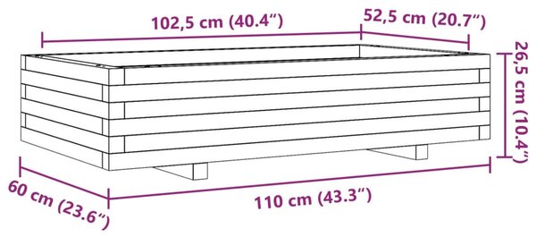 Viaszbarna tömör fenyőfa kerti virágláda 110 x 60 x 26,5 cm