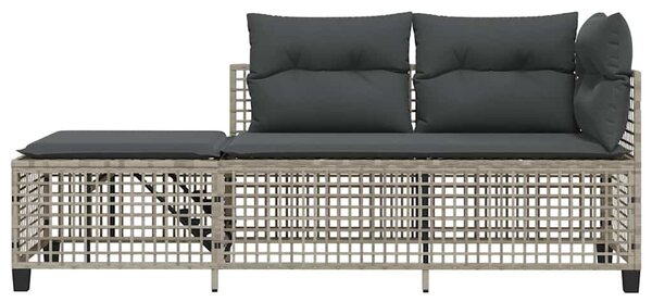 3 részes szürke polyrattan kerti sarokkanapészett párnákkal