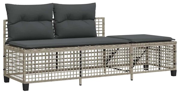 3 részes szürke polyrattan kerti sarokkanapészett párnákkal