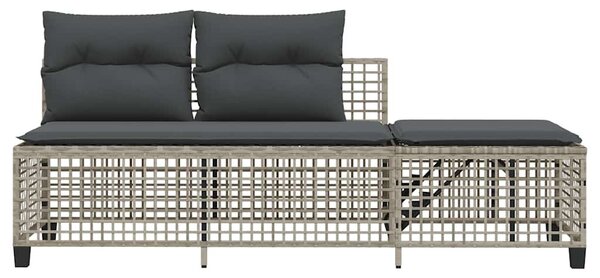 3 részes szürke polyrattan kerti sarokkanapészett párnákkal