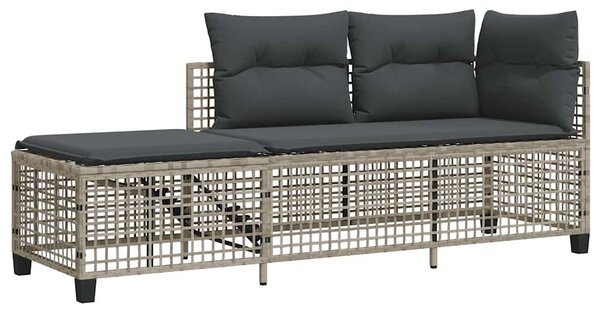 3 részes szürke polyrattan kerti sarokkanapészett párnákkal