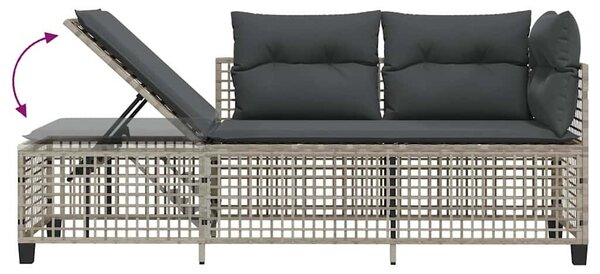 3 részes szürke polyrattan kerti sarokkanapészett párnákkal