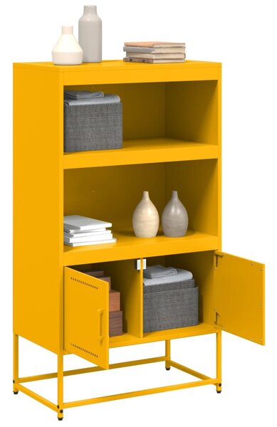 Mustársárga acél magasszekrény 68,5 x 38,5 x 123,5 cm