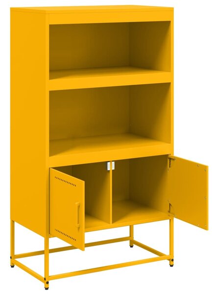 Mustársárga acél magasszekrény 68,5 x 38,5 x 123,5 cm