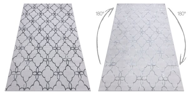 Modern MEFE szőnyeg 8504 Lugas, Virágok - Structural két szintű gyapjú sötétszürke