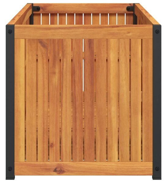 Tömör akácfa és acél kerti virágtartó 110 x 45 x 44 cm