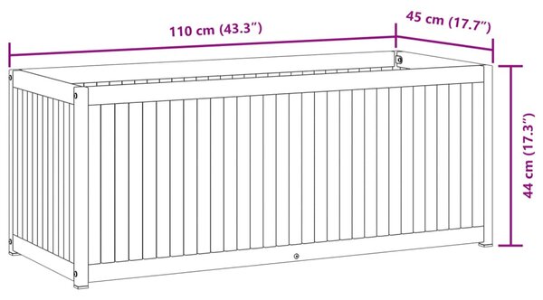 Tömör akácfa és acél kerti virágtartó 110 x 45 x 44 cm