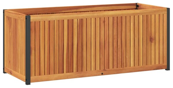 Tömör akácfa és acél kerti virágtartó 110 x 45 x 44 cm