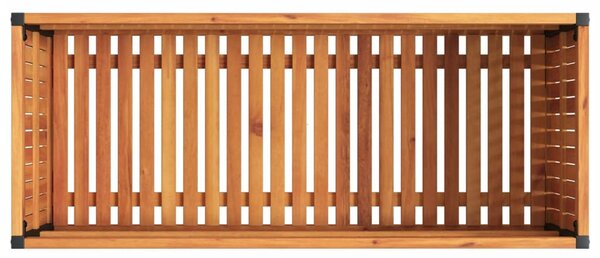 Tömör akácfa és acél kerti virágtartó 110 x 45 x 44 cm