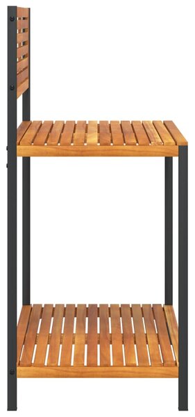 Tömör akácfa és acél kerti munkaasztal 90 x 50 x 110 cm
