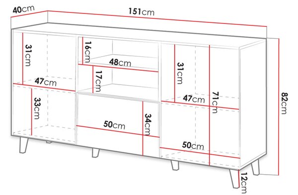 HAER 1 kombinált design komód - wotan tölgy / fekete