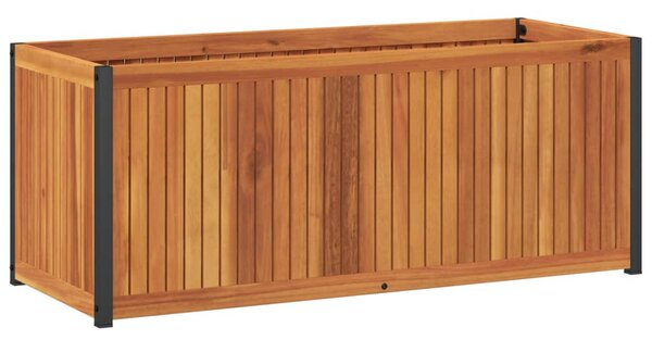 Tömör akácfa és acél kerti virágtartó 110 x 45 x 44 cm