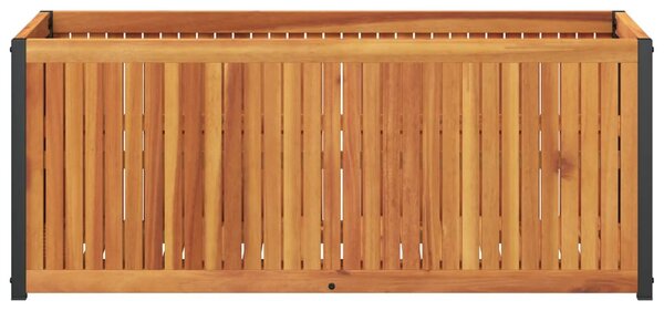 Tömör akácfa és acél kerti virágtartó 110 x 45 x 44 cm