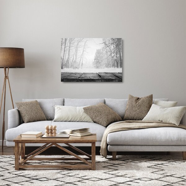Üveg kép - Fából készült móló télen (70x50 cm)