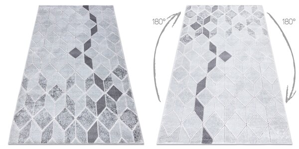 Modern MEFE szőnyeg B400 Kocka, geometriai 3D - Structural két szintű gyapjú szürke
