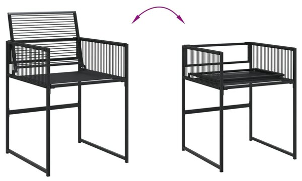 5 részes fekete polyrattan kerti étkezőgarnitúra