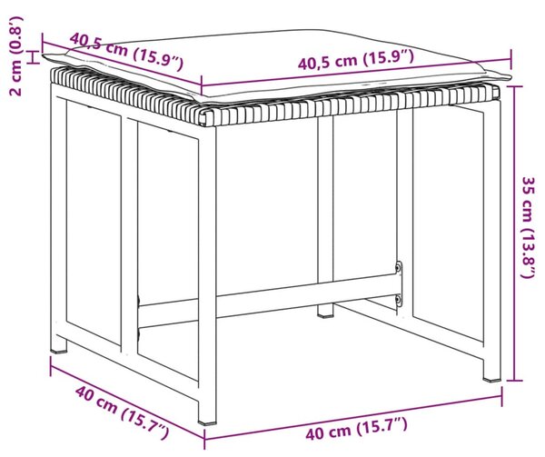 4 db fekete polyrattan kerti szék párnákkal