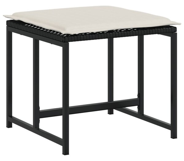 4 db fekete polyrattan kerti szék párnákkal