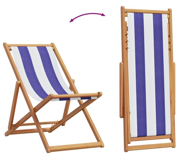 Kék és fehér eukaliptuszfa és szövet összecsukható strandszék