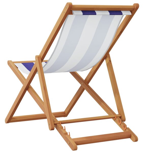 Kék és fehér eukaliptuszfa és szövet összecsukható strandszék