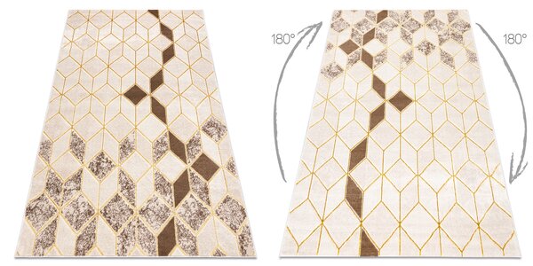 Modern MEFE szőnyeg B400 Kocka, geometriai 3D - Structural két szintű gyapjú krém / bézs