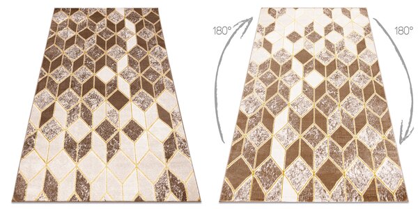 Modern MEFE szőnyeg B400 Kocka, geometriai 3D - Structural két szintű gyapjú sötét bézs