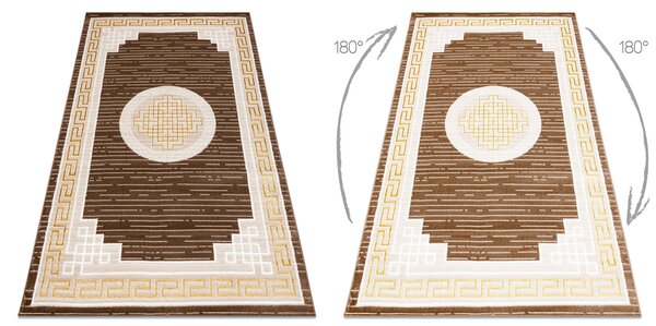 Modern MEFE szőnyeg 9096 Keret, görög kulcs - Structural két szintű gyapjú bézs / barna