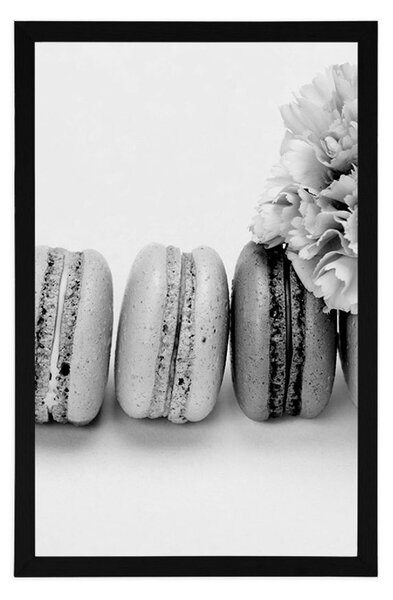 Ízletes macaroons poszter fekete-fehér kivitelben