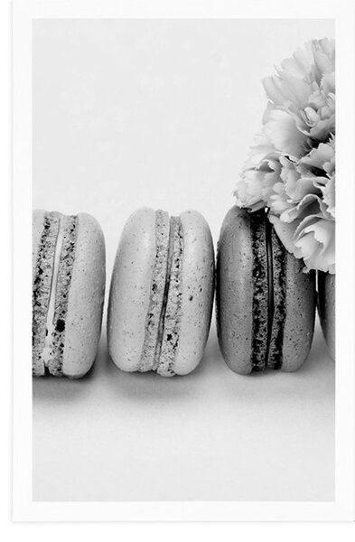Ízletes macaroons poszter fekete-fehér kivitelben