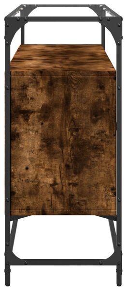 Füstös tölgy szerelt fa tálalószekrény üveglappal 98x35x81 cm