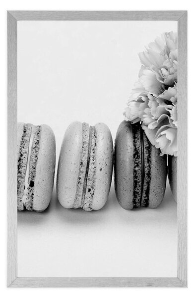 Ízletes macaroons poszter fekete-fehér kivitelben