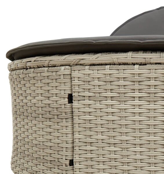 Világosszürke polyrattan dupla napozóágy párnával