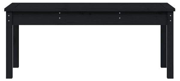 Fekete tömör fenyőfa kerti pad 109x44x45 cm
